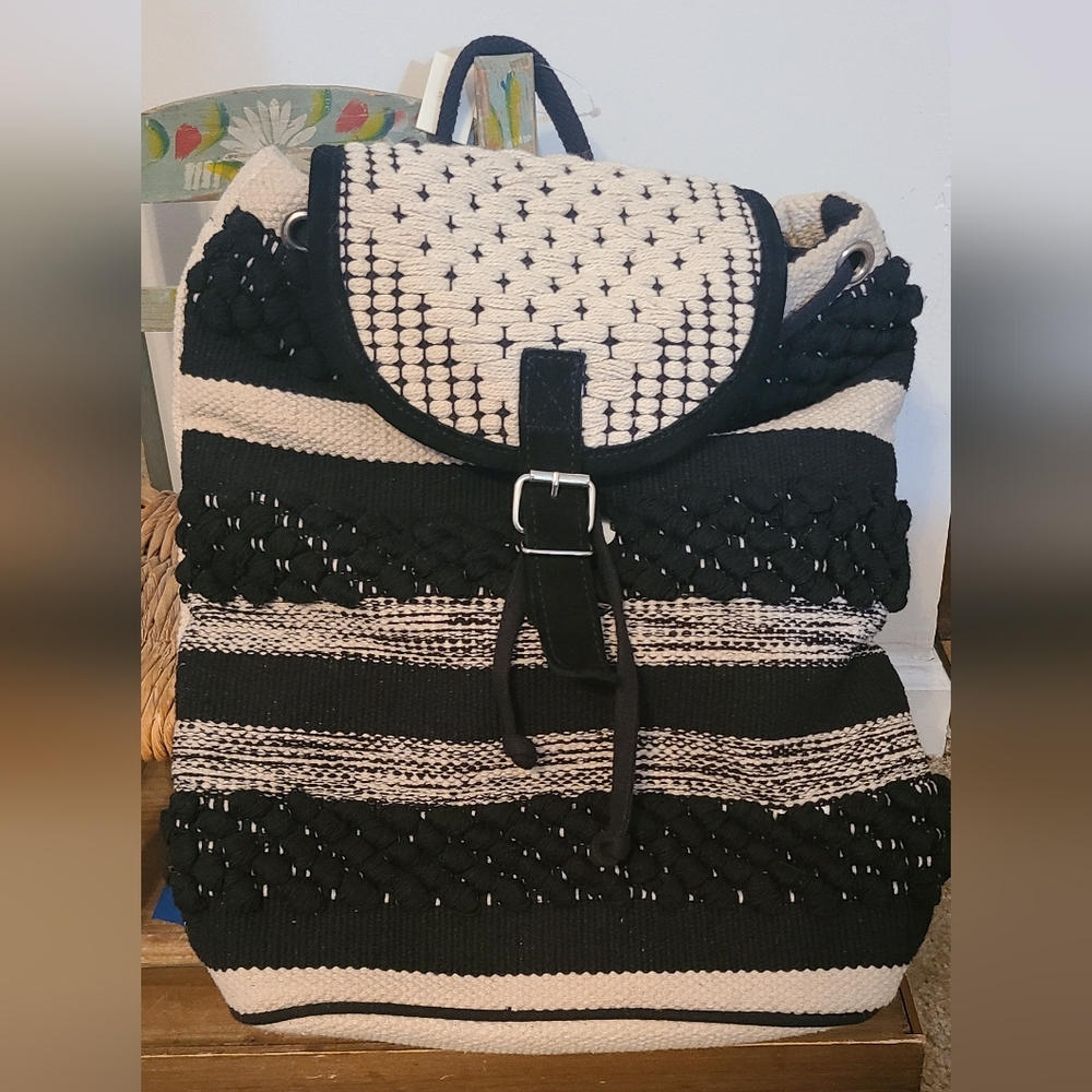 World Market Boho Coastal Cowgirl Neutral Festival Travel Backpack NWT